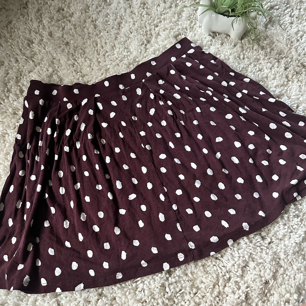 Y2K ASOS polka dot high rise vintage schoolgirl maroon flowy skirt. Size…